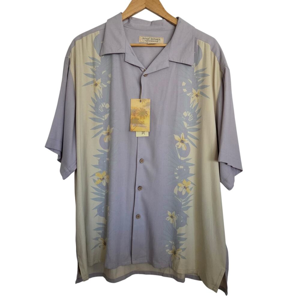 NEW Island Republic 100% Silk Washable Pastel Tropical Luxury XXL - micro flaw